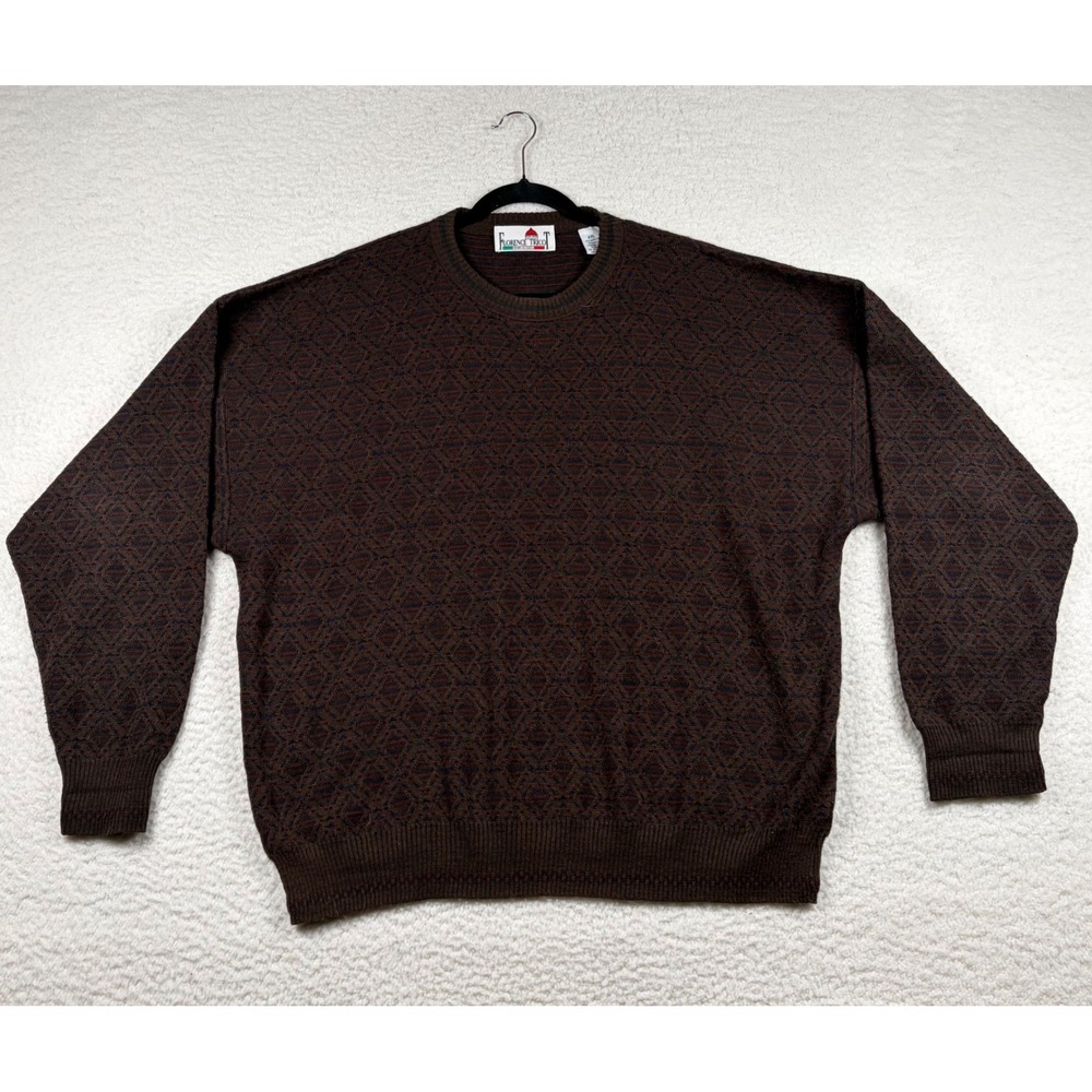 Florence Trico Sweater Mens Vintage Italian Geometric Knit XXL Wool Grandpacore